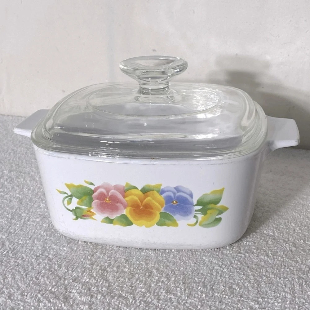 Vintage Corningware Summer Blush Casserole  Dish A-1.5-L W Glass Lid Cottagecore
